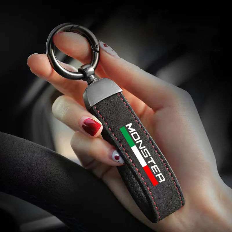 For Ducati Monster 600 620 696 796 797 821 937 950 1200/s 1100 SP Suede Motorcycle Keychain Holder Pendant Keyring Accessories
