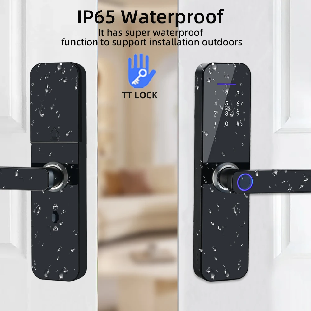 RAYKUBE F005 IP65 Waterproof TT Lock Electronic Smart Door Lock With Fingerprint/Smart Card/Password/Key/APP Unlock