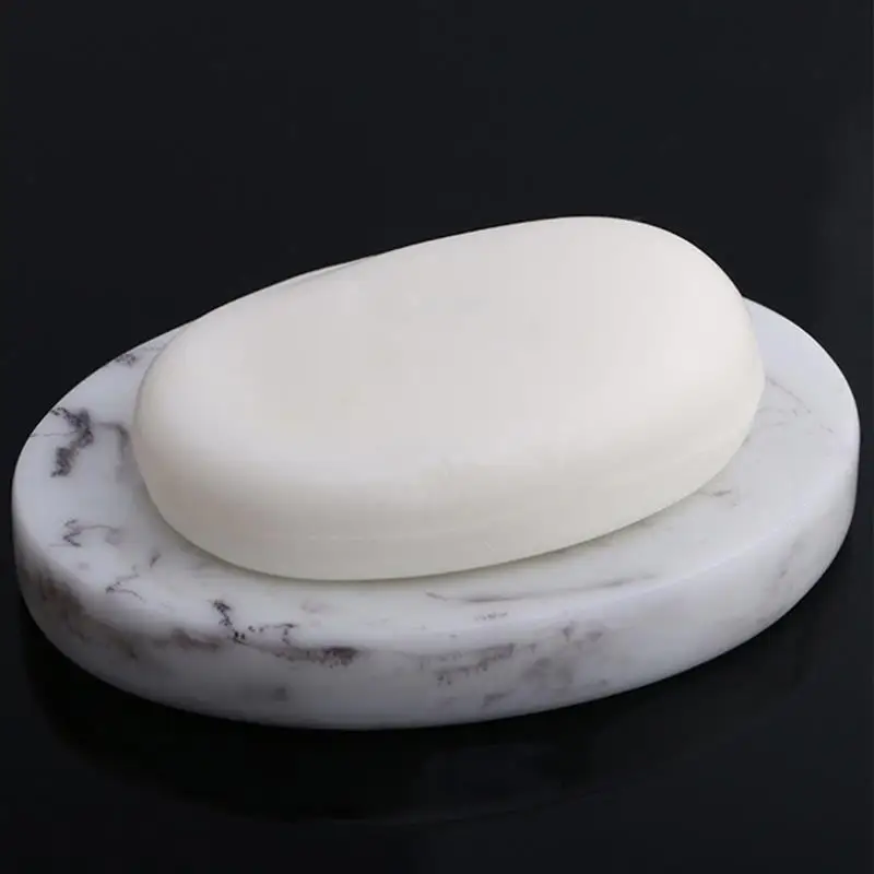 Marble Pattern Soap Dish Holder Shower Soap Tray Resin Soap Storage Rack Container Bathroom Accessories