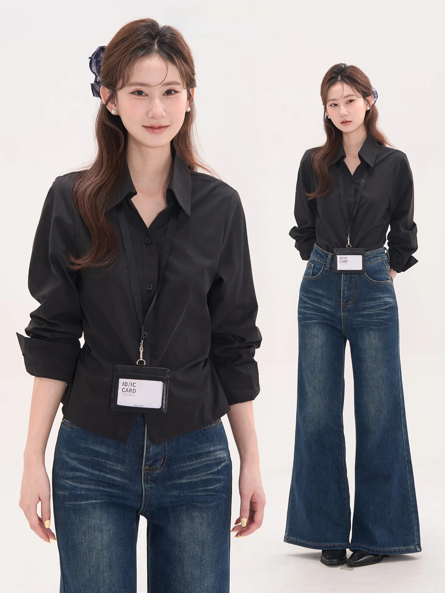 

Romantic Ele Long Sve Women's irt Waist Cinching Design Cotton French Sle Faion Spring Autumn Seasonal Wear