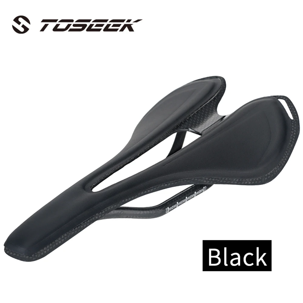 

TOSEEK Bicycle Carbon Saddle Super Light Weight MTB Road Bike Saddle 125g Leather Saddle Black Bike Saddle Seat For Bicycle