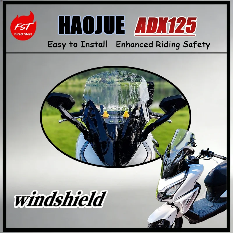 FOR 2025 Haojue ADX125 Upgrade Windshield with Mirror Relocation | OEM Quality | High Transparency PC | No Drilling Installation