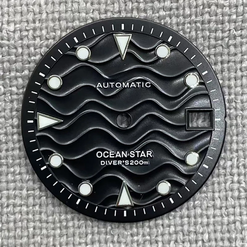 Циферблат NH35, 28,5 мм, S-циферблат, океанская звезда, светящаяся волнистая текстура, стрелки часов для NH35/36, модифицированные механизм, сменные детали часов