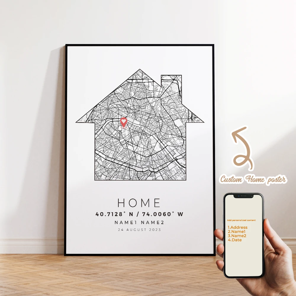 

1pcs Customized Family Maps, House Styles Wall Art Prints Canvas Painting Poster Picture For Living Room Home Decor