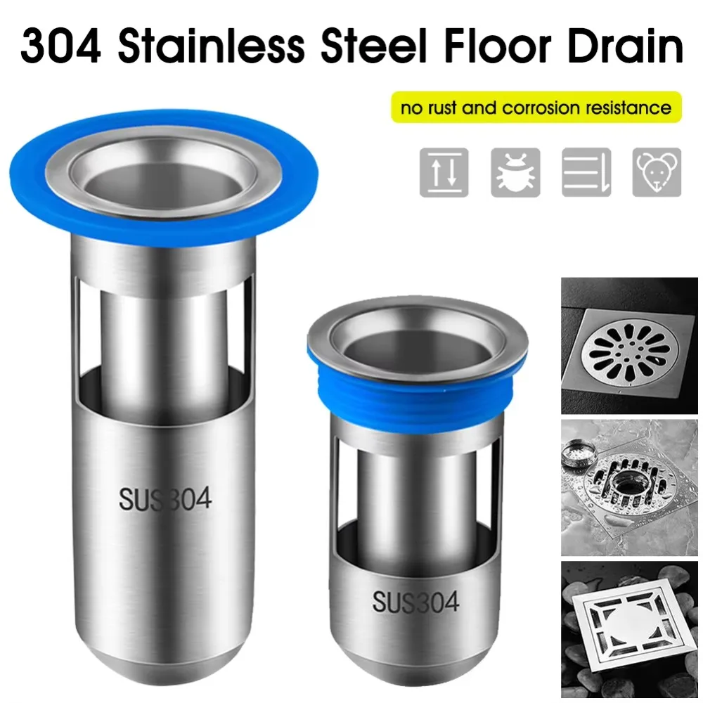 Rustproof Stainless Steel Floor Drain Core U-type Insect Proof Bathroom Sewer Drain Deodorant Sealed Floor Drain Home