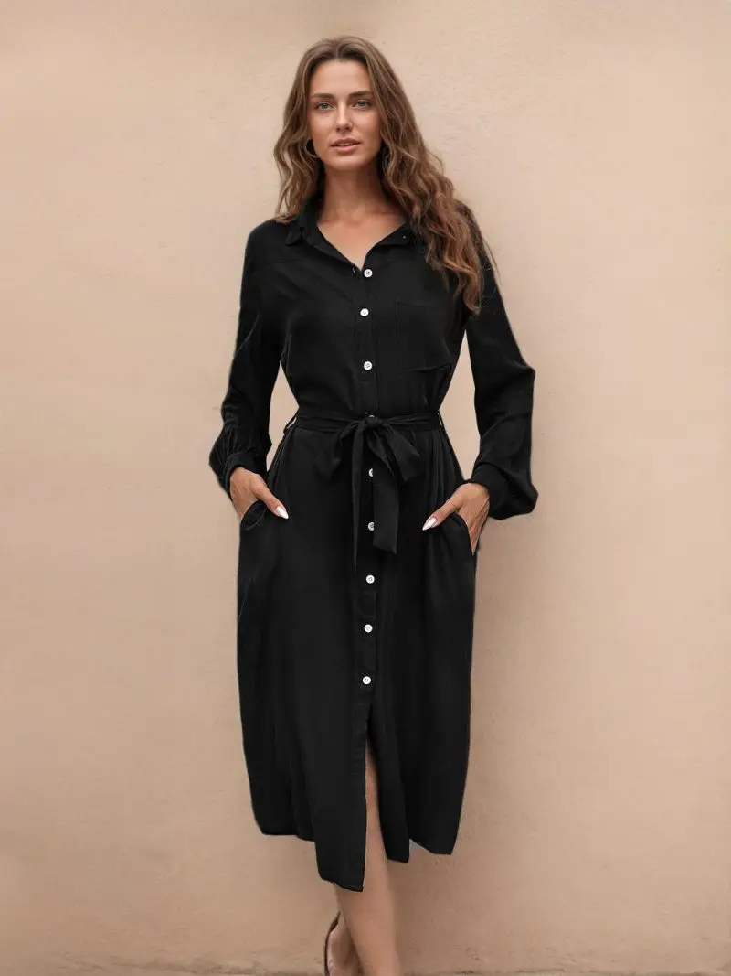 

Customized Classic Jersey Button Sash Bow A-line Poretrait Midi DressesBespoke Occasion Dresses Unisex Casual Sizes Available