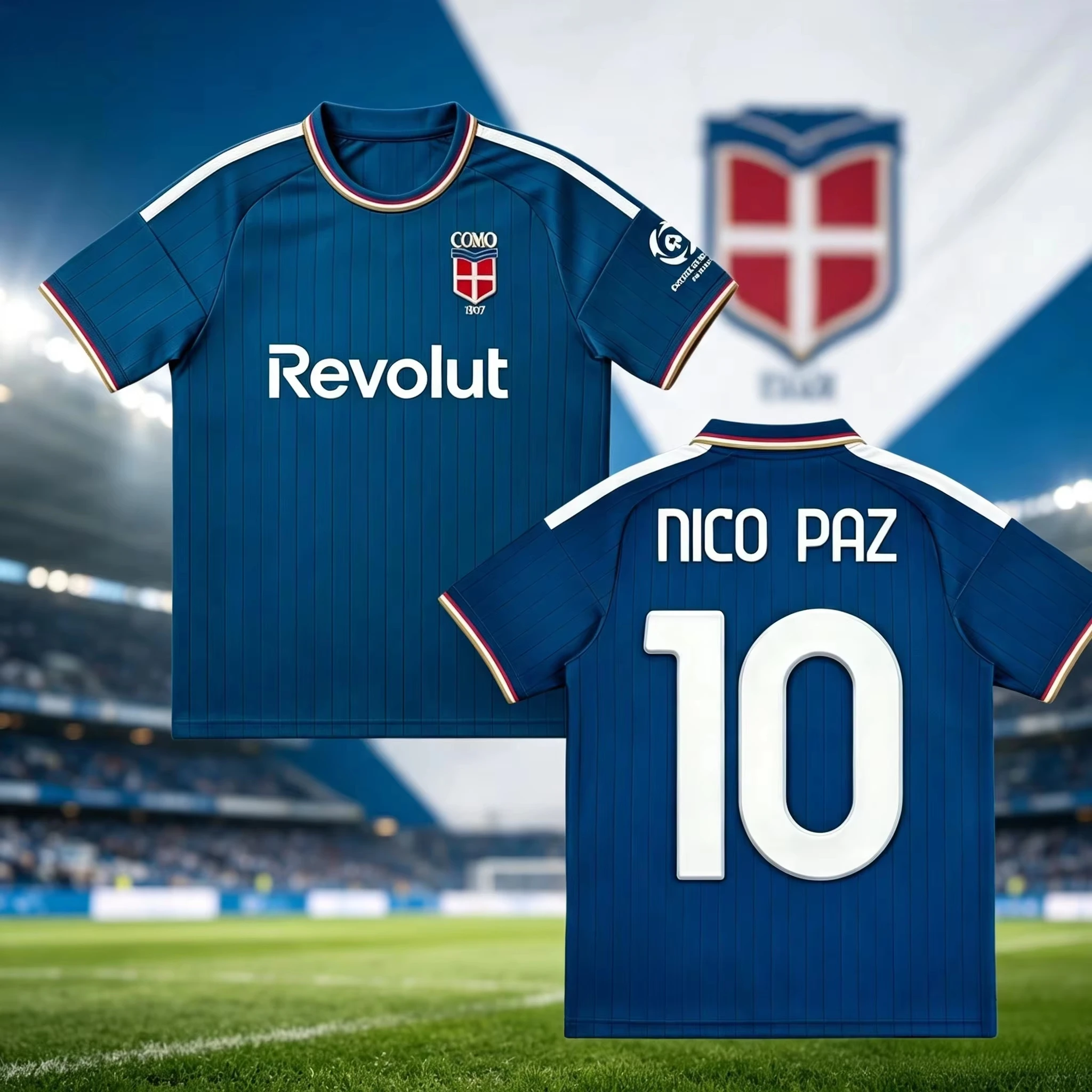 Como Fußballtrikot Saison 26-27 Nico Paz # 10 Jersey-Shirts 2026 Sommer Herren Damen Mode Sport Atmungsaktives Schnelltrocknendes Shirt – Detail 3
