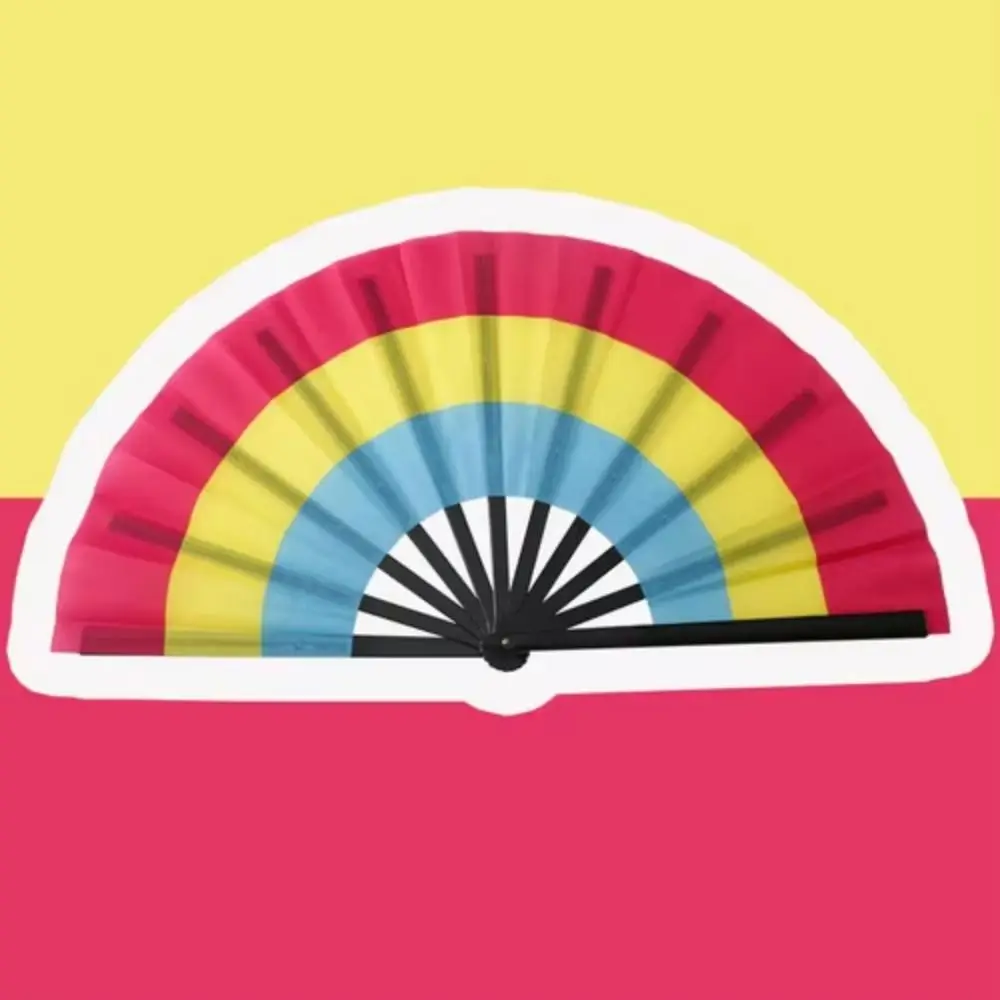 Gradient Colorful Rainbow Handheld Fan Cooling Decorative Folding Dance Fan Pride Day Portable Chinese Kung Fu Fan Carnival