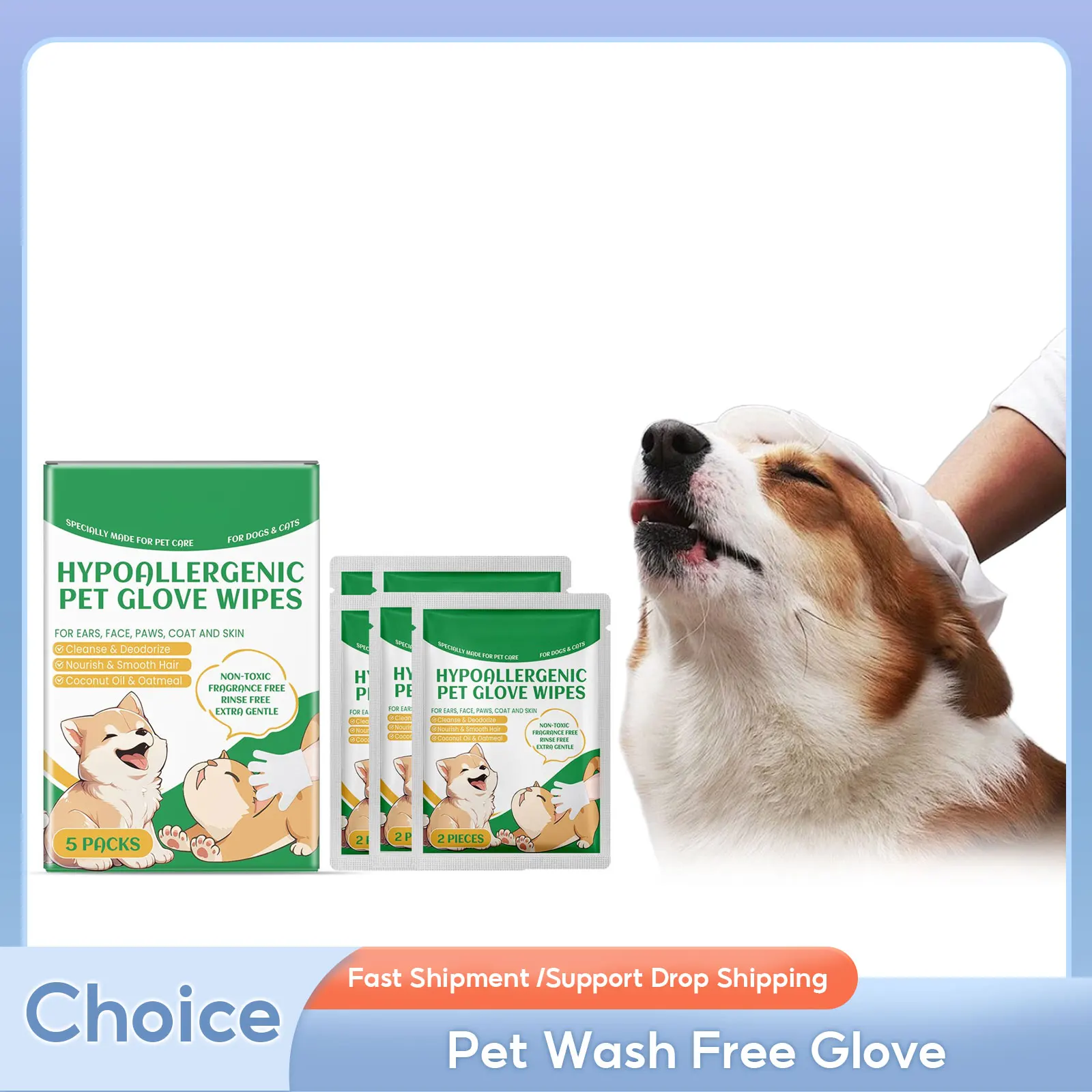 

Pet Cleaning Gloves Disposable Bath Cleaning No Rinse Washing Spa Massage Dry Cleaning Deodorizing Grooming Dog Wash Free Wipes