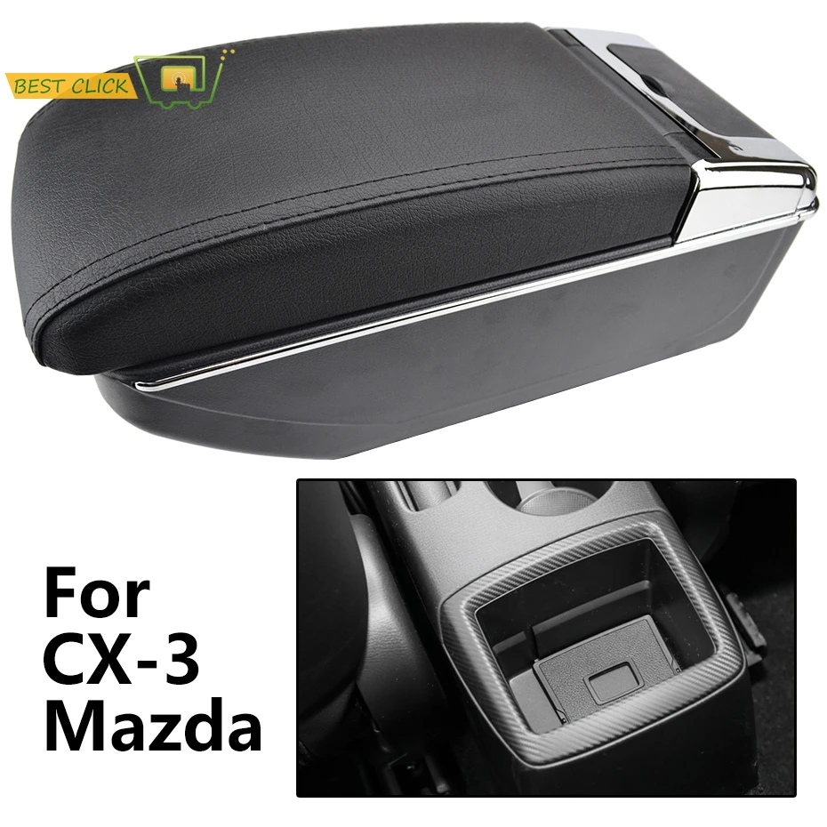 Car Armrest For Mazda CX-3 Dual Arm Rest Cup Holder 2015 - 2018 Center Console Box Leather 2016 2017 CX3 CX 3