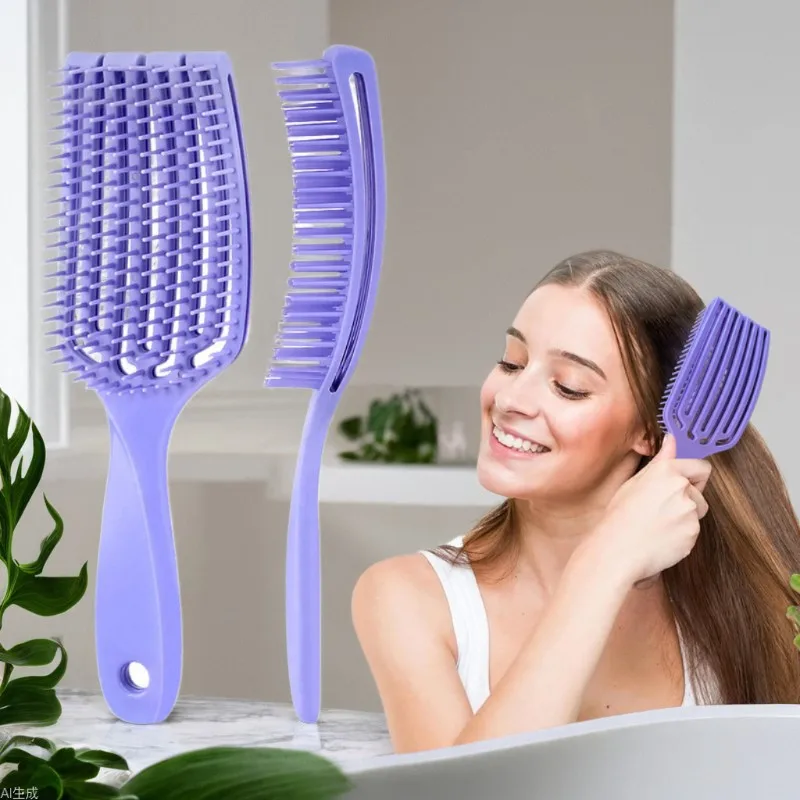 Bananenblatt-Massagekamm, Muschelkamm, hohe Schönheit, große Biegung, lila Haarbürsten-Set, Entwirrung und Styling, Haarpflege-Werkzeuge