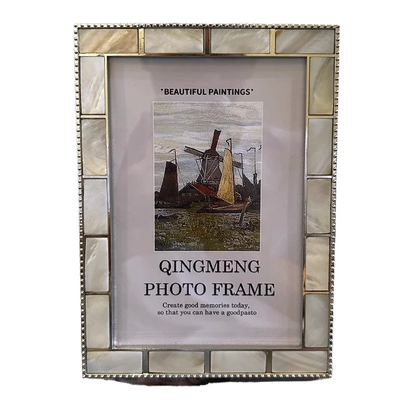 Shell Metal Photo Frame, 6/7/8/10 Inch Elegant Desktop Picture Holder, High-End Tabletop Decoration, Stylish Home Decor Accent