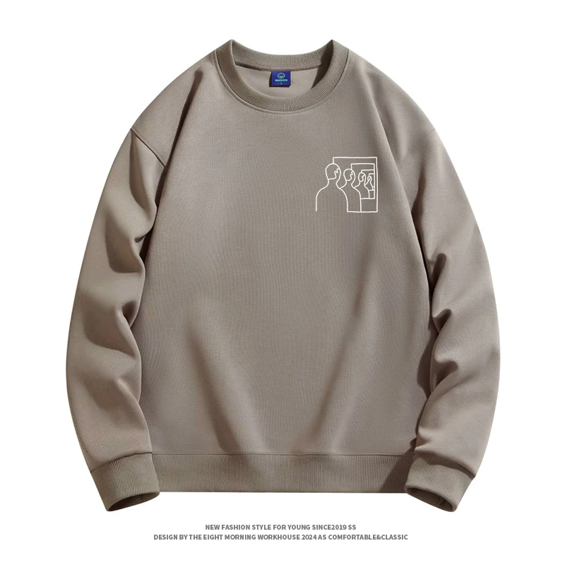 Tee I Myself Fun Print Fce Hoodie Men's round Ne Autumn Winter Loose Outerwear Women's Student Overhead Top