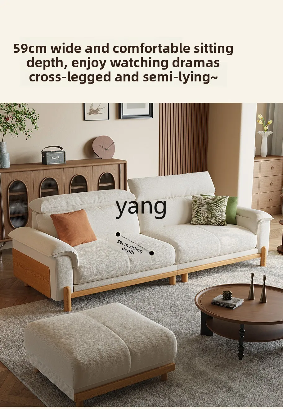 LMM cream antique log fabric sofa living room cotton and linen sofa