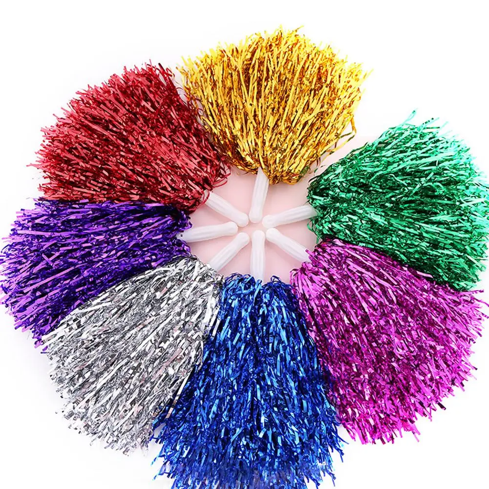 

Cheerleading Pom Poms with Handle Cheer Balls Gold Yellow Pink Red Green Blue for Hand Dance Women Girl Kids Pompoms Accessories