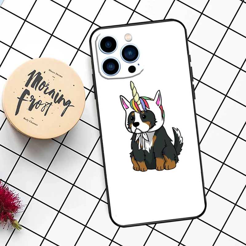 Funny Bernese Mountain Dog Case For iPhone 14 13 12 11 16 15 Pro Max Plus Mini X XR XS Max 7 8 Soft TPU Back Cover