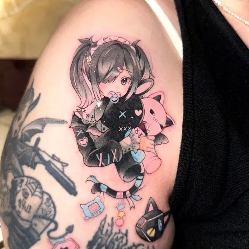 

Anime Nipple Loli Temporary Tattoos Kawaii Cartoon Waterproof Fake Tattoo Sticker Durable Lifelike Realistic Body Art Tattoo
