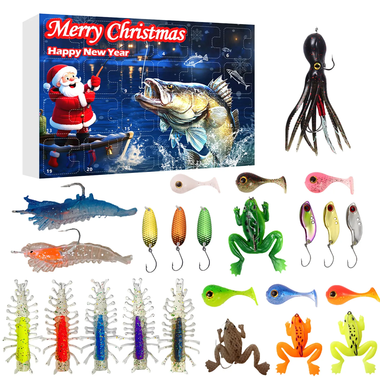 ตัวตั้งเวลาแบบมีไฟ 2025 ปฏิทินนับถอยหลังสำหรับตกปลา ปฏิทินนับถอยหลังคริสต์มาส พร้อมจี้ 24 ชิ้น นาฬิกาจับเวลาสำหรับครัวสำหรับผู้สูงอายุ แบบใช้มือ