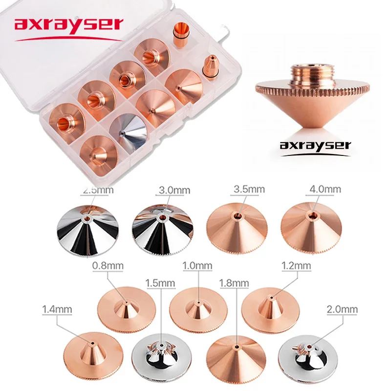 فوهة ليزر Axrayser لآلة قطع الألياف Precitec WSX طبقة واحدة مزدوجة Dia.28mm عيار 0.8-4.0mm مطلي بالكروم P0591