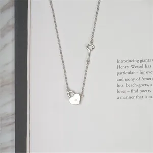 New Creative Heart Shaped Love 925 Sterling Silver Fashion Jewelry Personality Lock And Key Women Gift Pendant Necklaces HZX184