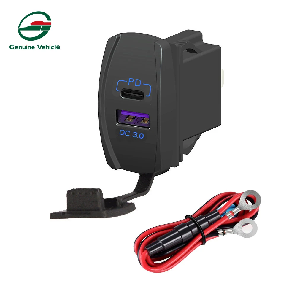 

PD Type-C Fast Charger Waterproof Dual Port Auto Adapter Outlet DC 12V 24V Mobile Phone Charger For Car RV Marine Boat Motor