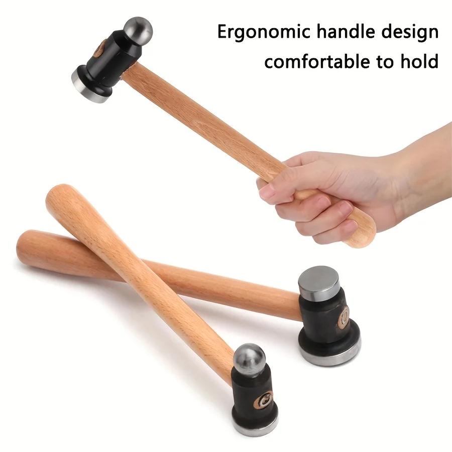 

Professional Dual-Head Jewelry Hammer with Wooden Handle Durable Steel Mallet for Gold Silver Crafting Metalworking