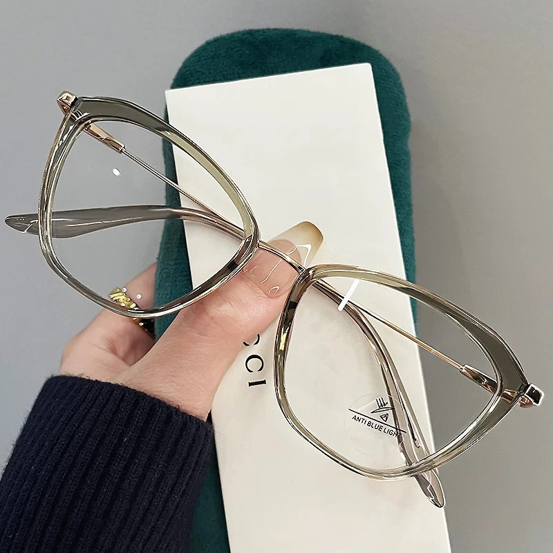 الرجعية القط العين نظارات للنساء المهنية مرآة ضوء مسطح عالية الجودة المضادة للضوء الأزرق نظارات القراءة الموضة 9206 #2