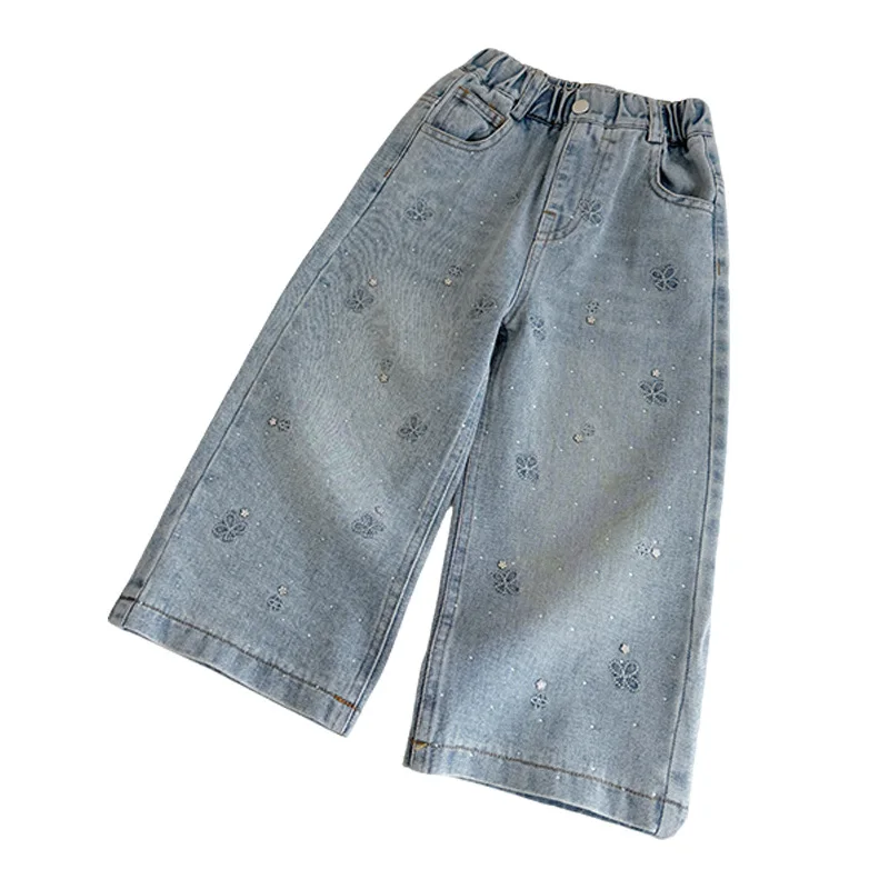 Trousers Autumn Style Starry Sky Hot Diamond Straight-leg Pants New Model Korean Style Fashionable and Versatile Jeans