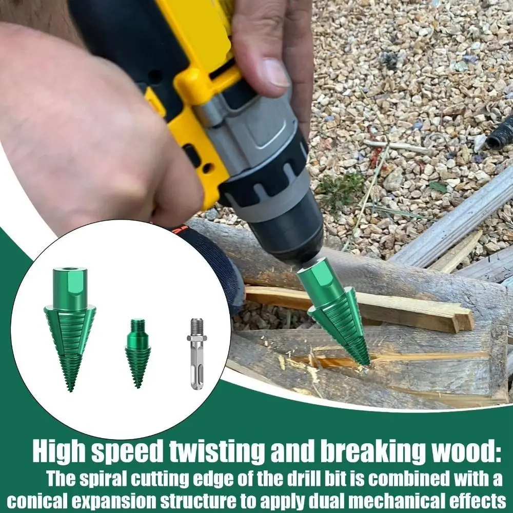 

High Hardness Steel Firewood Splitter Drill Bit Round Shank Adjustable Wood Splitting Cone Square Shank Multi-functional