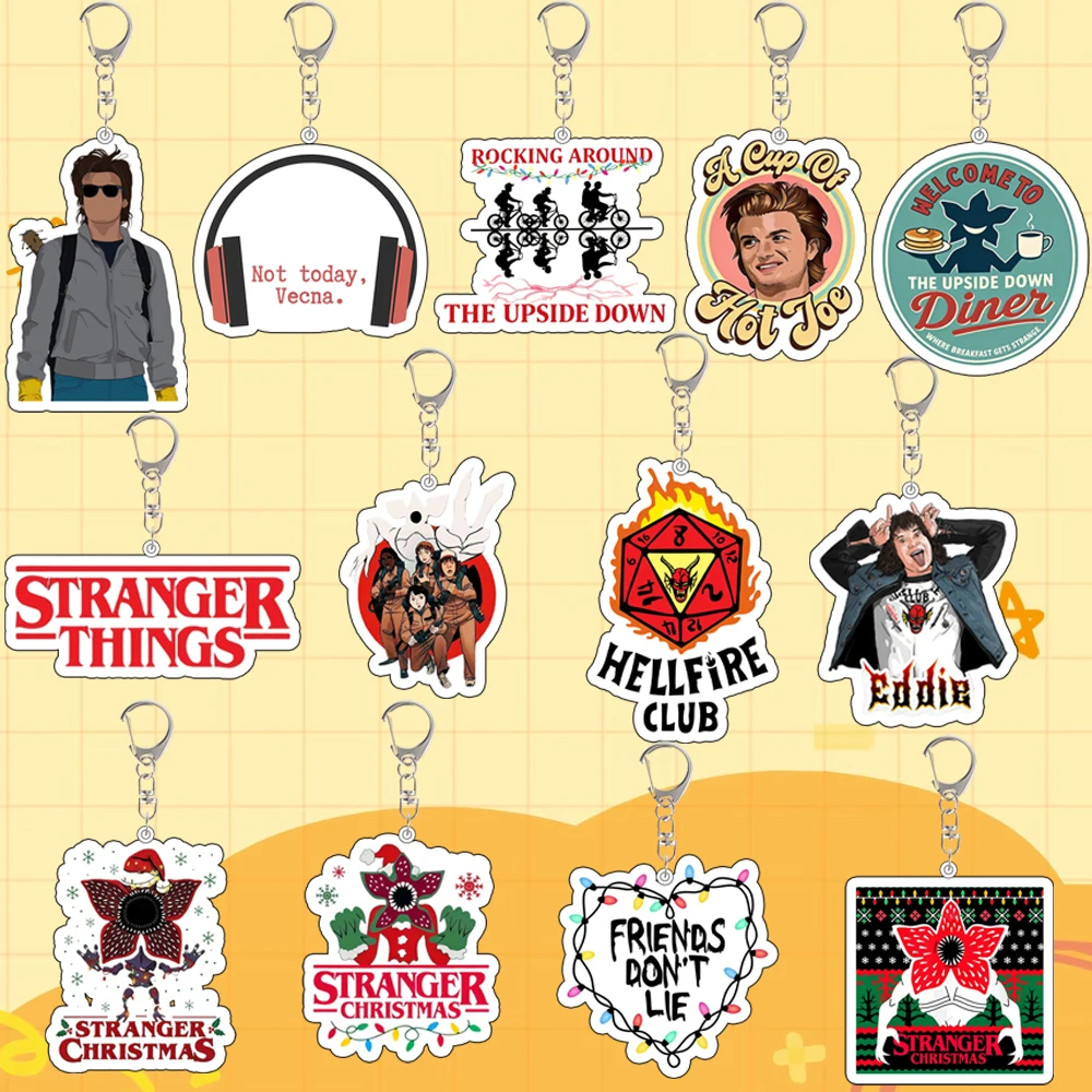 Porte-clés en acrylique avec pendentif pour sac à dos, pour Stranger Things D'artagnan Steve Will Lucas Dustin Mike, périphériques, dessins animés