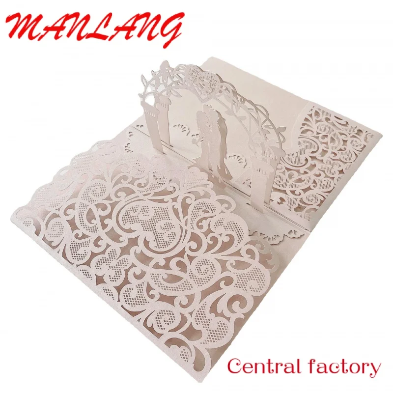 

Custom WSY Custom Luxury Laser Cut 3d Handmade Up wedding invitations Card invitation card With Envelope