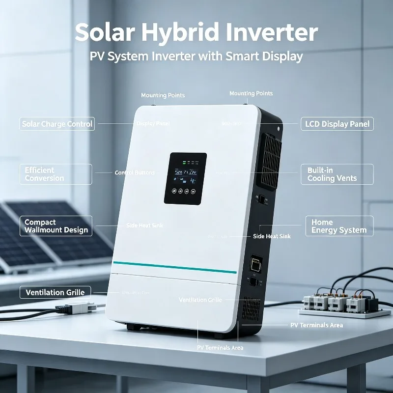 Hybrid Solar Inverter All In One Off Grid On Grid Unit With High Efficiency MPPT For Household PV Power System