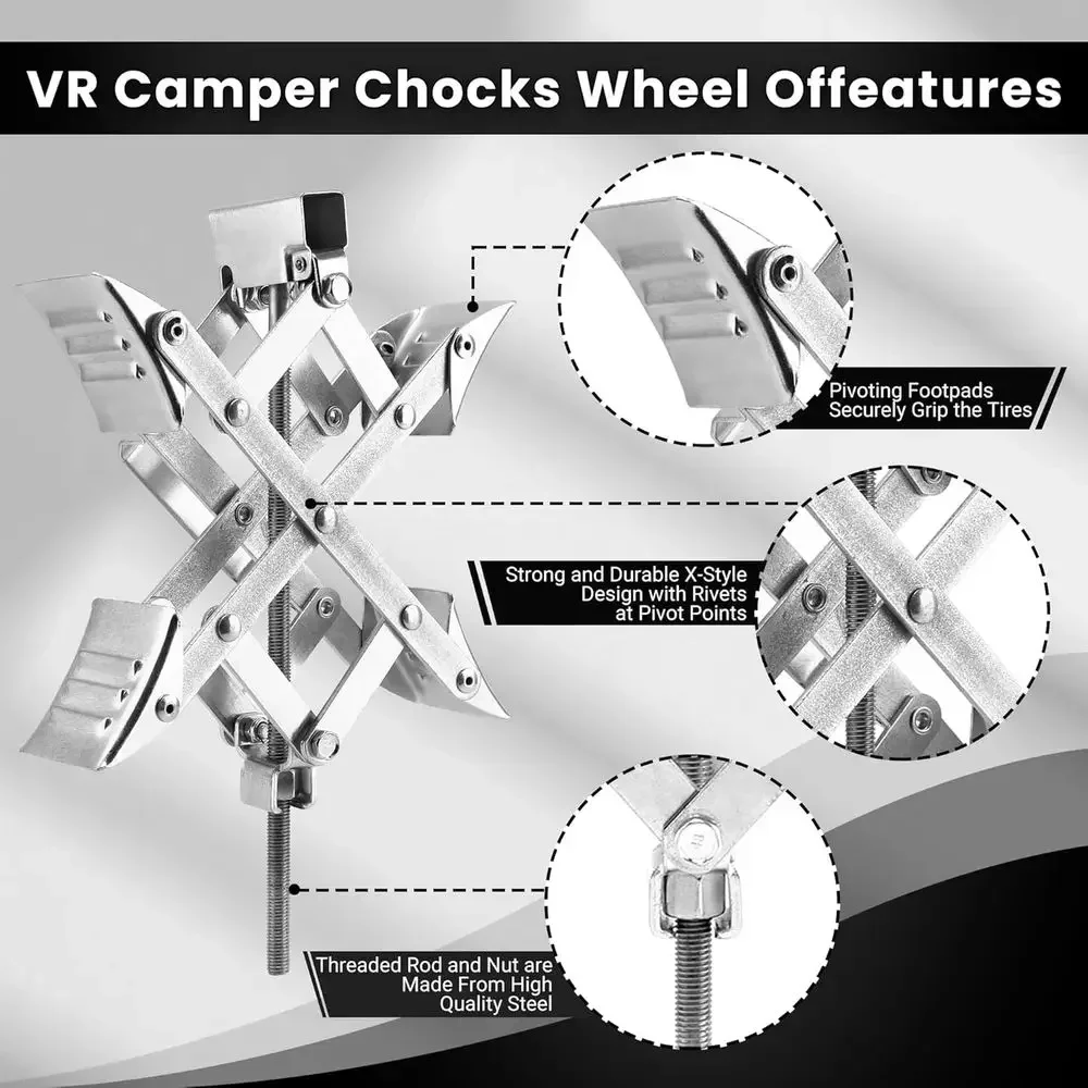 X-Shaped RV Wheel Chock Fit 3.25” to 10.5” Camper Wheel Chock Stabilizer Scissor with Accessories Pair for Travel Trailer, Heavy view 3