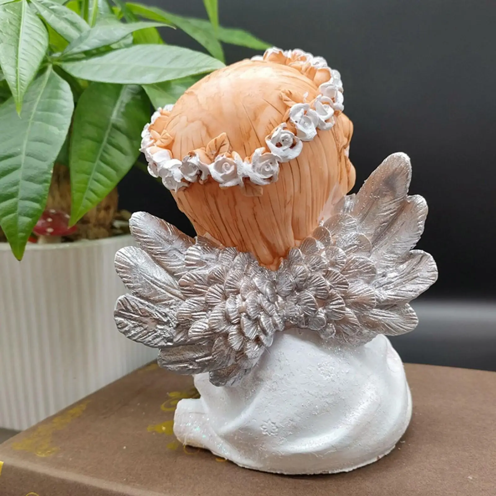 Resin Adorable Angel Figurine Creative Statue Indoor Outdoor