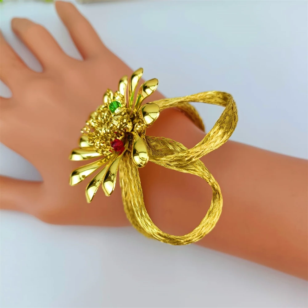 مجموعة مجوهرات مصنوعة يدويًا مطلية بالذهب البرازيلي من EMMA للنساء الأفريقيات والنيجيريا هدية مجوهرات الزفاف الفاخرة