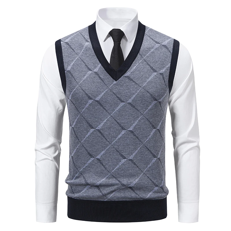 Men's Sleeveless Sweater Vest Lightweight V-Neck Cotton Vest Pullover Spring Autumn Knitted Tank Tops Pullover view 3