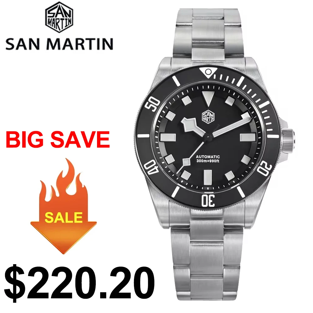 San Martin SN0121T Titanium Diving Watch NH35 Automatic Movement Watches Grade2 Titanium 120 Click Waterproof 300m Wristwatch