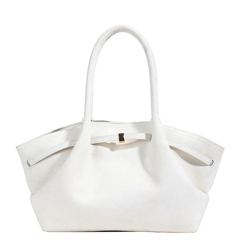 

Luxury Women Suede Tote Bag with Inner Pocket Underarm Bag Large Capacity Solid Color Satchel Bags for Work Travel Handbags