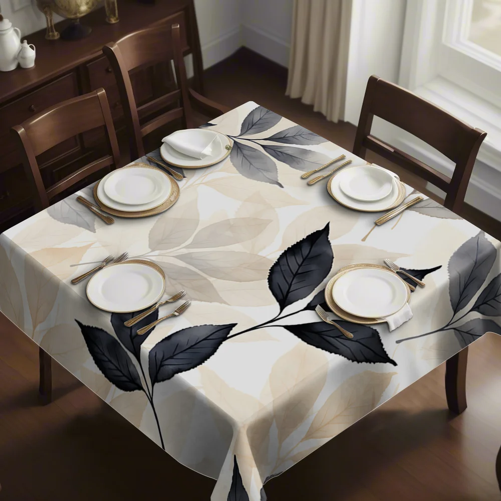 Midi deep and shallow patterned printed square tablecloth, suitable for dining room, coffee table, etc.