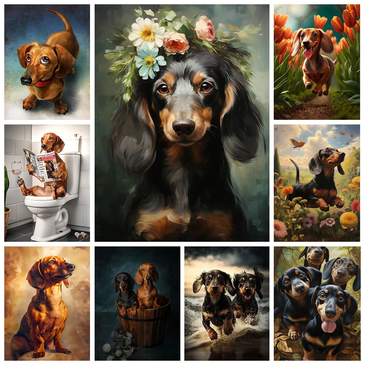 Dachshund 5D Diamond Painting Cute Pet Dog Art Mosaic Portrait DIY Diamond Embroidery Room Home Decor Handicraft