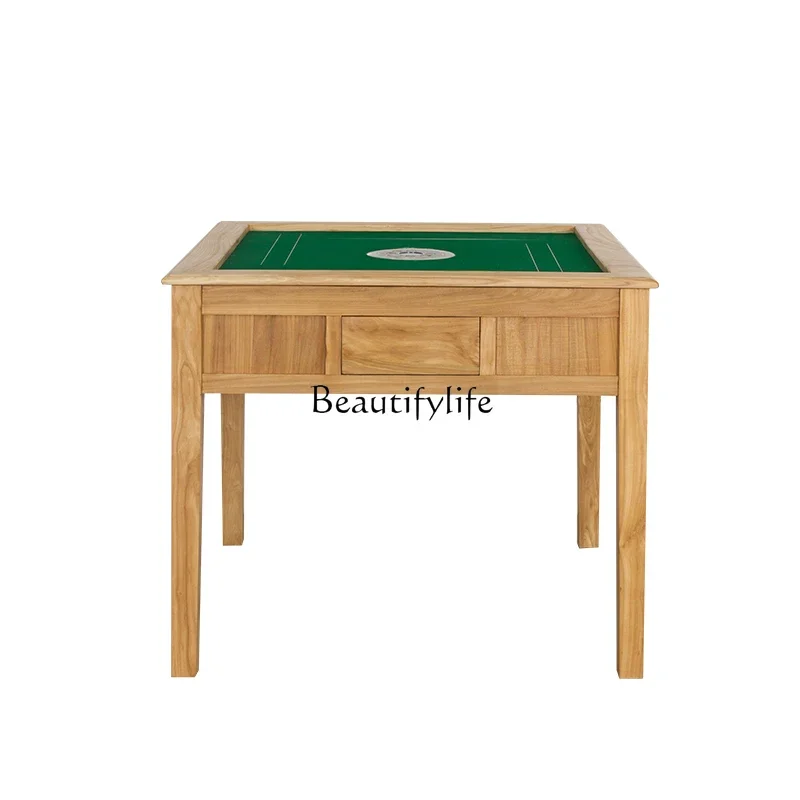 

LD33New Chinese Electric Mahjong Household Solid Wood Old Elm Dining Table Chess Table