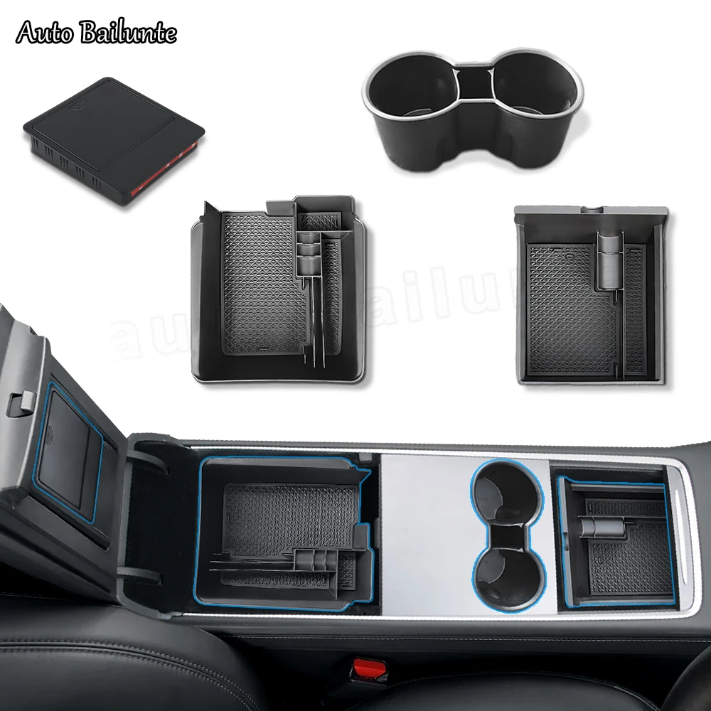 

Central Armrest Center Console Storage Box Cup Holder Organizer For Tesla Model 3 Y 2017- 2020 2021 2022 2023 Car Accessories