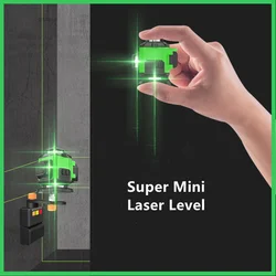 Mini poziomica laserowa  12/16 linii 3D/4D samopoziomowanie 360° poziome i pionowe linie poprzeczne zielonej wiązki laserowej