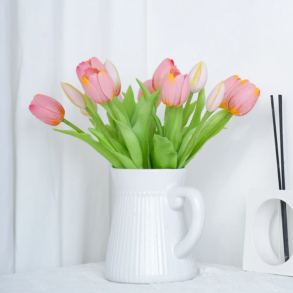 5pcs Artificial Tulip Bouquet Silicone Fake Flowers Party Decoration Living Room Table Centerpiece Floral Arrangement Decoration