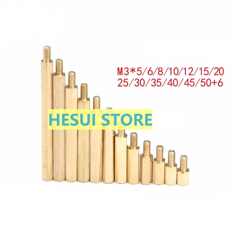 10 PCS M3 * 5/6/8/10/12/15/20/25/30/35/40/45/50/6 single head hexagonal copper column screw