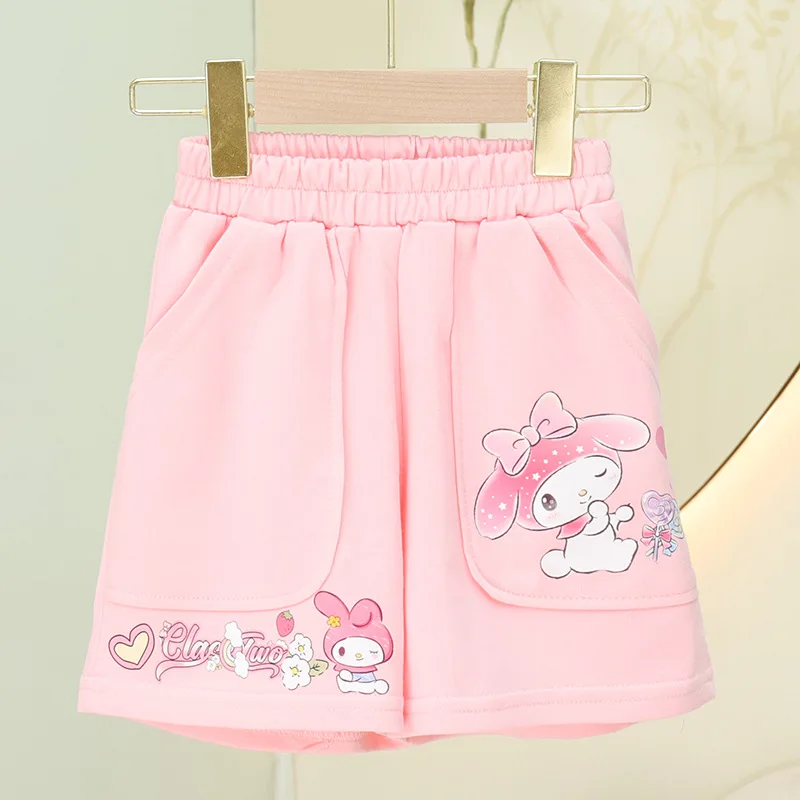 Sanrio Girls' New Shorts Pure Cotton Medium Pants Beach Pants Sweatpants Casual Cute Cartoon My Melody Girls Clothing Gift