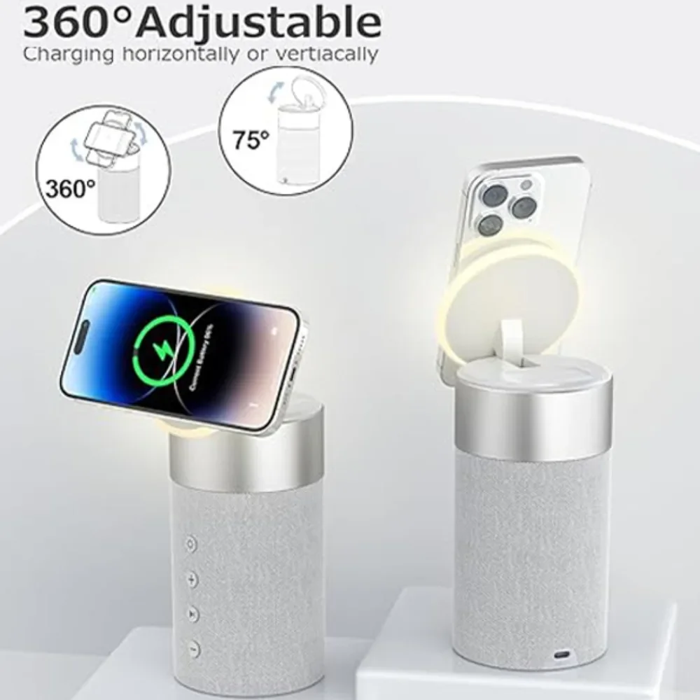 4-in-1 15W Wireless Fast Charging Earphone Audio Magnetic Charger Bluetooth Speaker Charger for IPhone 15/13/14/12 Pro AirPods