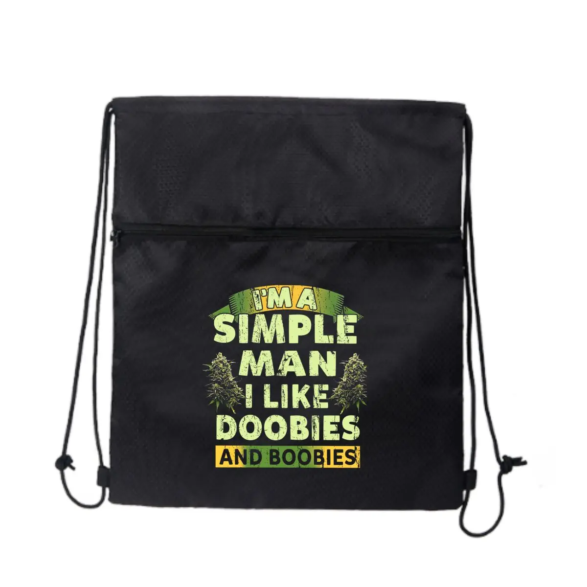 

I'm a Simple Man Doobies & Boobies Text Стильная спортивная сумка на молнии на шнурке: спортивный дизайн для любителей фитнеса