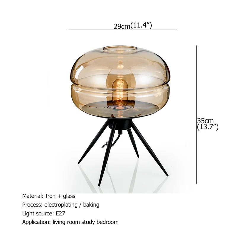 Projekt nowoczesna lampa stołowa SOURA sztuka nordycka szkło LED lampka na biurko kreatywny dekoracyjny do biura w sypialni w domu