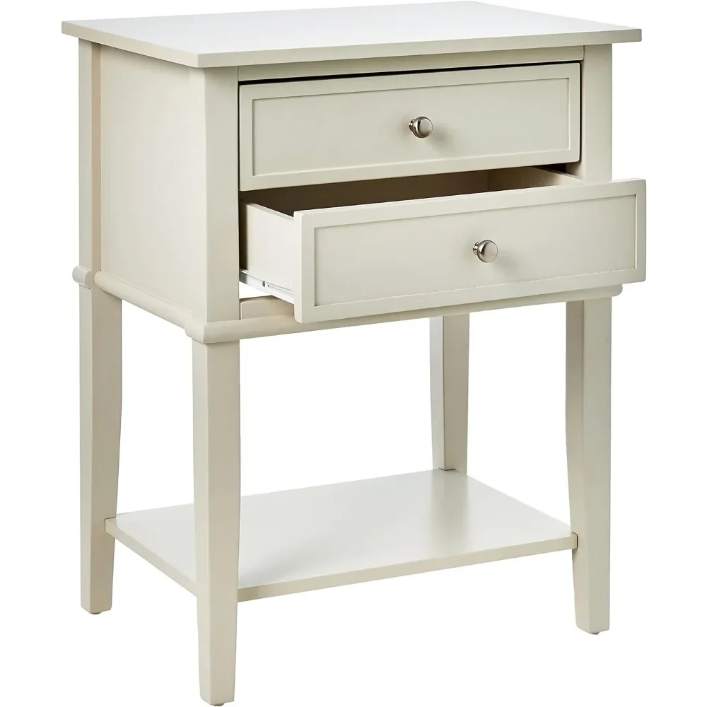 Franklin 2 Drawers Bedside Table Soft White Accent Table Freight Free Home Furniture Bedroom